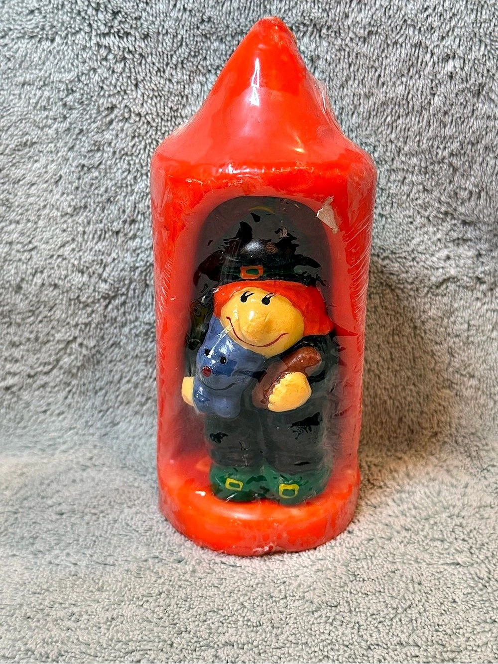 Halloween Witch in the Hole Pillar Candle - Original Packaging